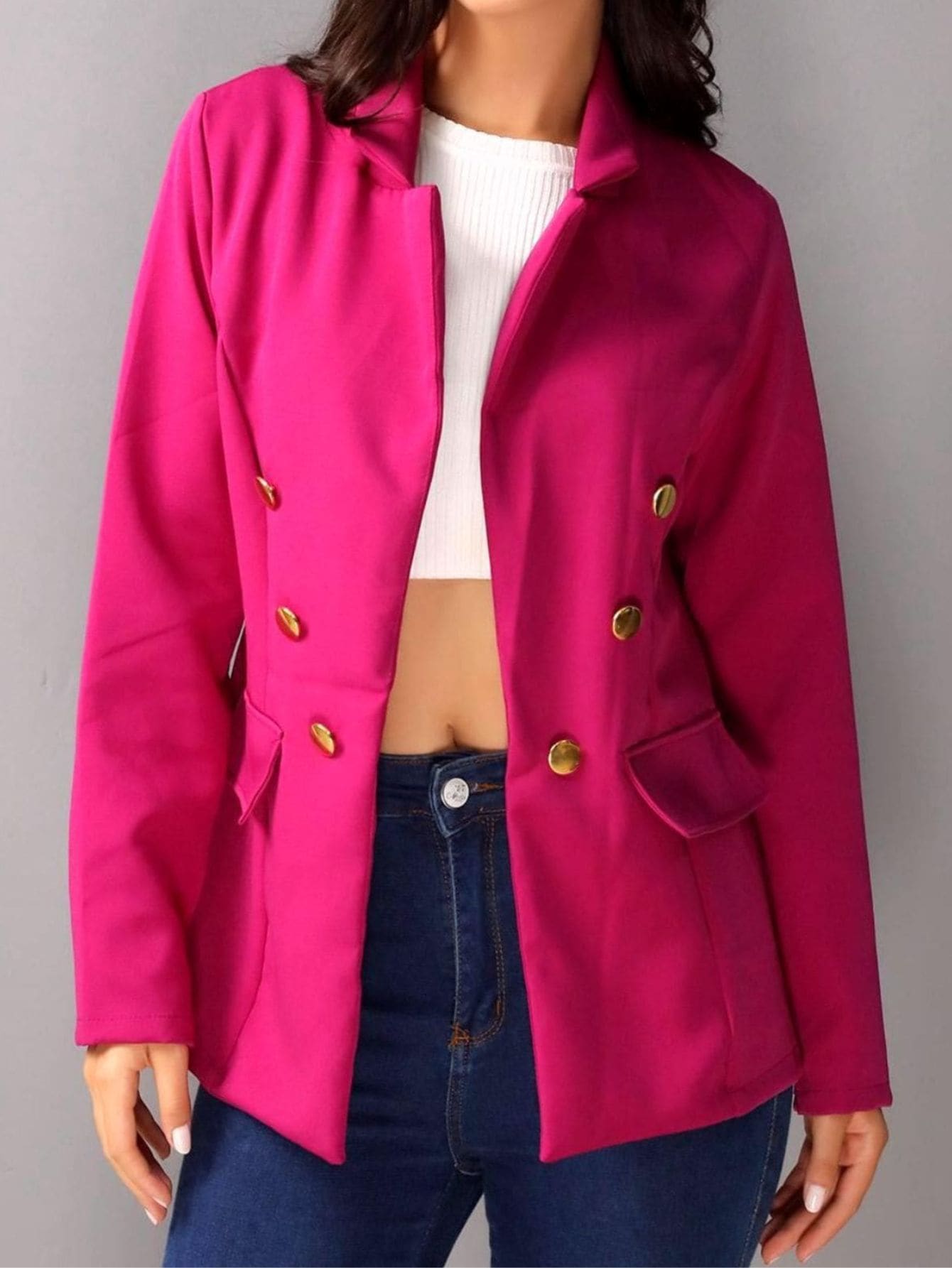 Blazer Alfaiataria Feminino Max Acinturado Com Botões