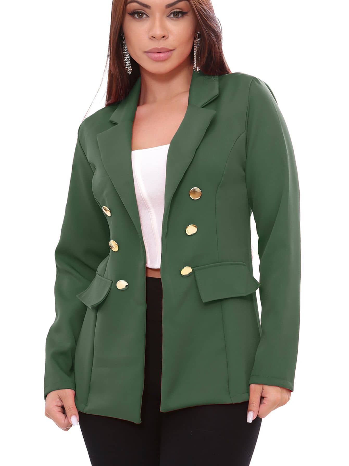 Blazer Alfaiataria Feminino Max Acinturado Com Botões